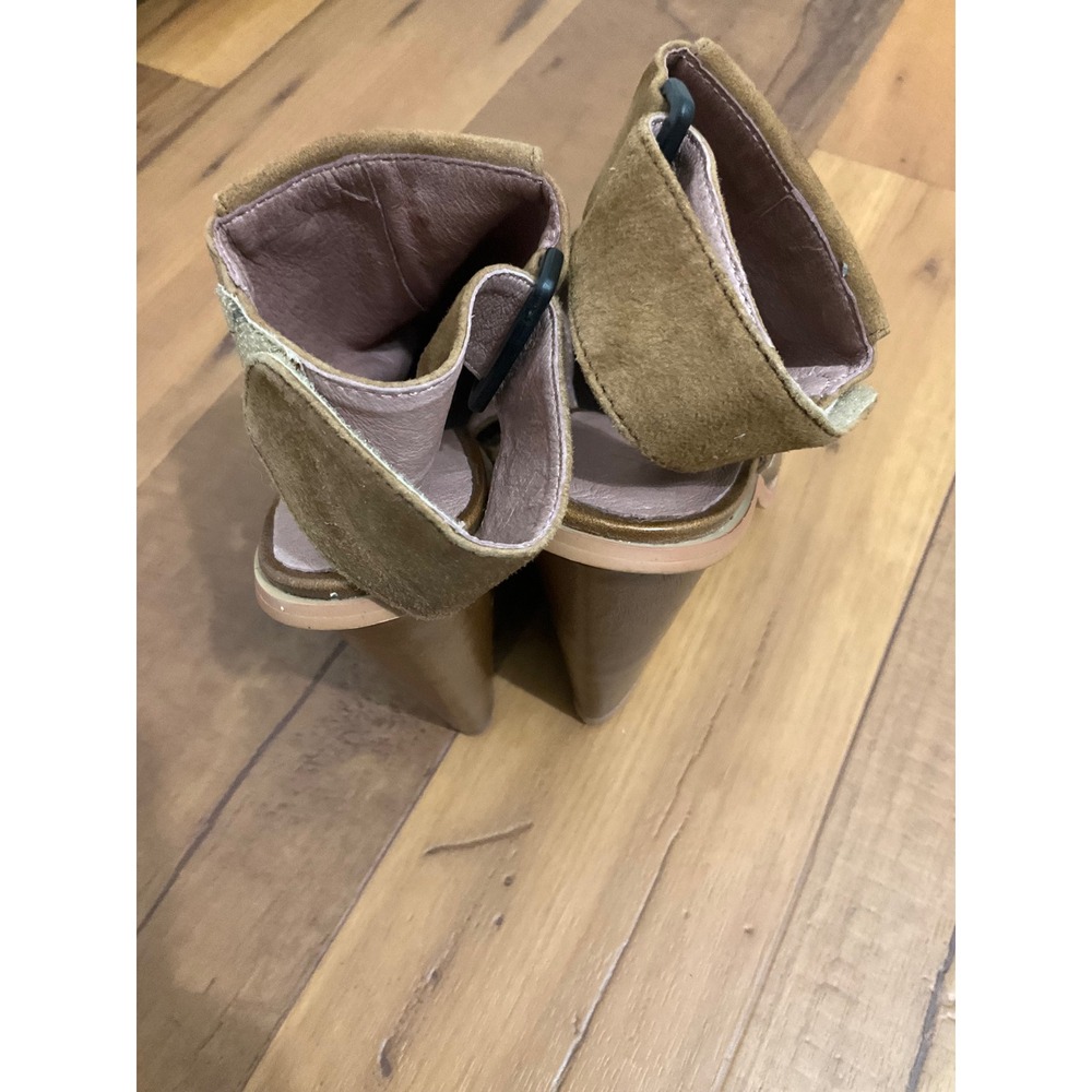 Jaggar Tan Suede Wedge Sandals Open Toe Ankle Strap Sculptural Heel Brown 37 - Picture 2 of 7
